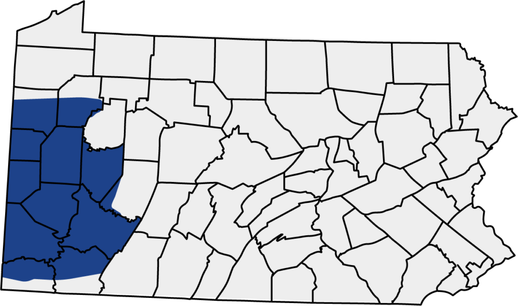 Map of PA with Northeast Ohio and Central Ohio shaded to indicate Perfect Power Wash's service area